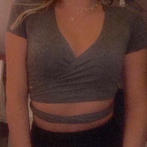 Forever 21 Grey Wrap Crop Top